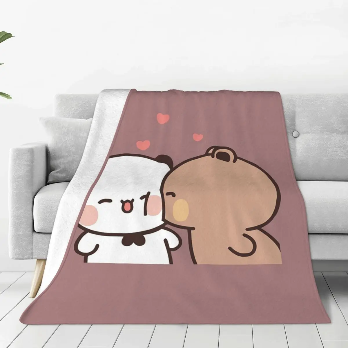 Bubu Dudu Panda Bears Cartoon Blankets Soft Warm Flannel Throw Blanket Bedding for Bed Living room Picnic Travel Home Couch