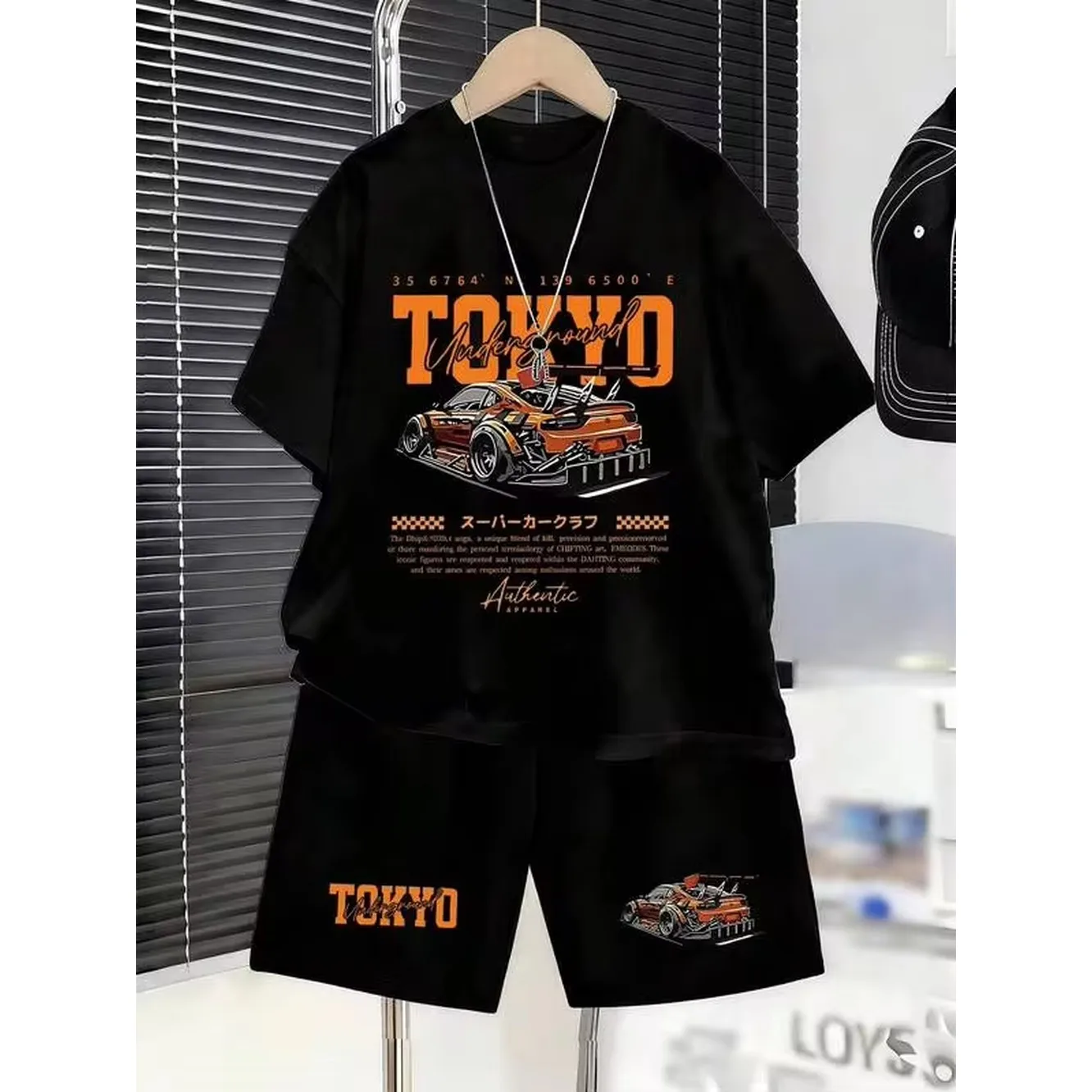 1 Set Suitable For Tween BoyTeenagers, Short Sleeve T-Shirt And Sweatpants Set, Printed With Customized Car Theme, Loose Casual Sports Short Sleeve, Suitable For Spring/Summer Wear To School And Outings
