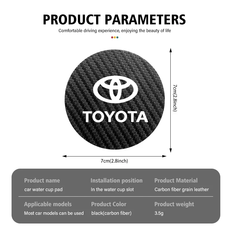 2 قطعة كوستر جلدية مكافحة الضوضاء وسادة للكوب الماء وسادة لتويوتا كراون GR كورولا يارس Aygo بريوس كامري أوريس أفينسيس 4 عداء #6
