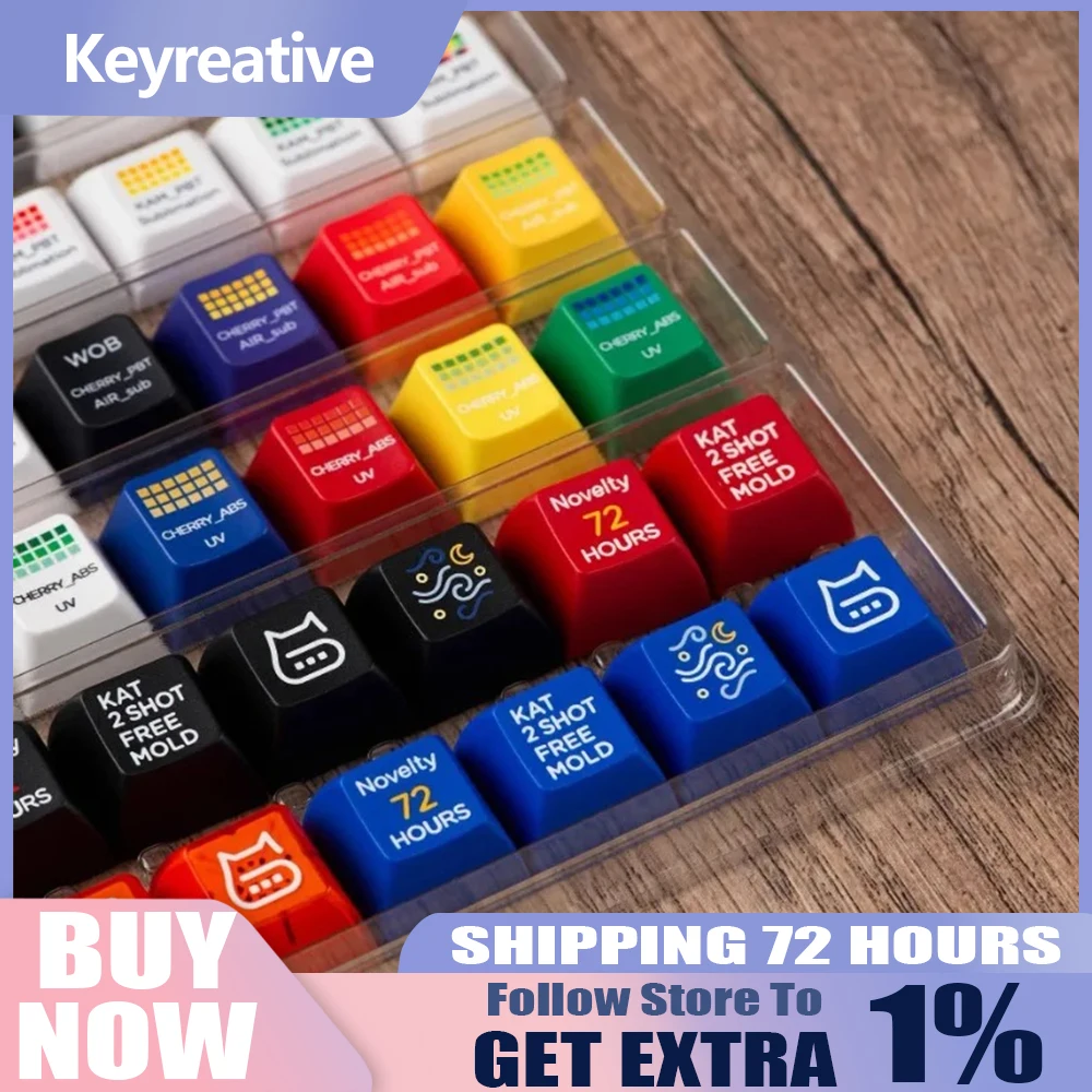 

Набор персонализированных колпачков Keyreative с УФ-принтом PBT/Dye-Sub/Double-Shot, 60 клавиш, прозрачный вишневый профиль для механических клавиатур
