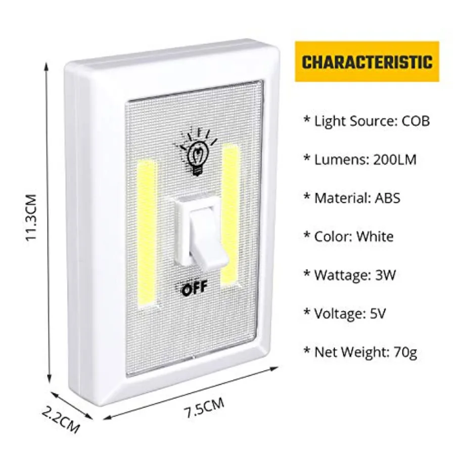 Closet Light, Battery Operated Tap Light, Super Bright Switchlight, Stick On Light Wall Mount Under Cabinet Lighting, Push Nigh