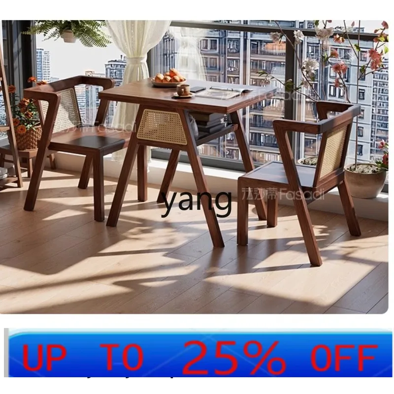 Lhh Balcony Three-piece Set Solid Wood One Table Two Chairs Creative casual Tea Drinking Table and Chair Combination
