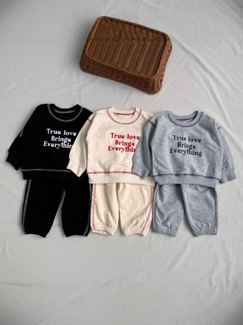 Ensemble sweat-shirt et pantalon à manches longues pour bébé, vêtements décontractés pour enfants, tenues pour tout-petits, garçons et filles,