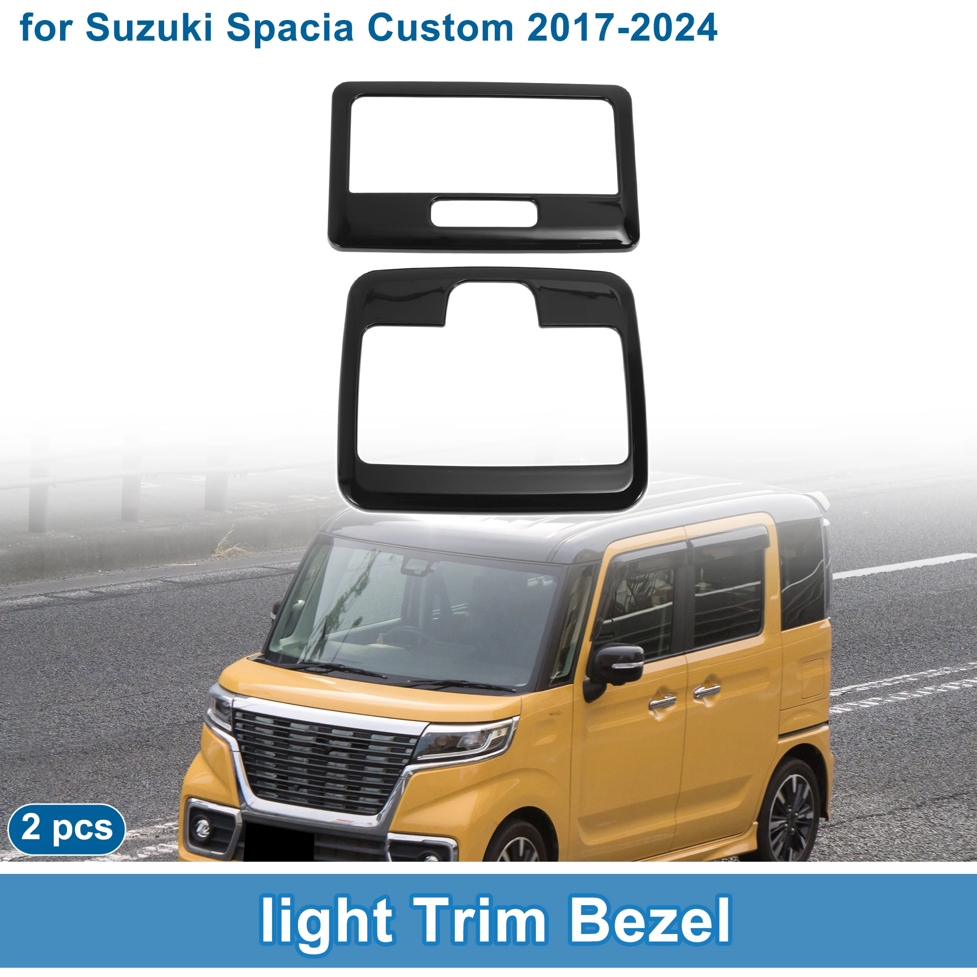 UXCELL Front Row Light Trim Bezel for Suzuki Spacia Custom 2017-2024 Black