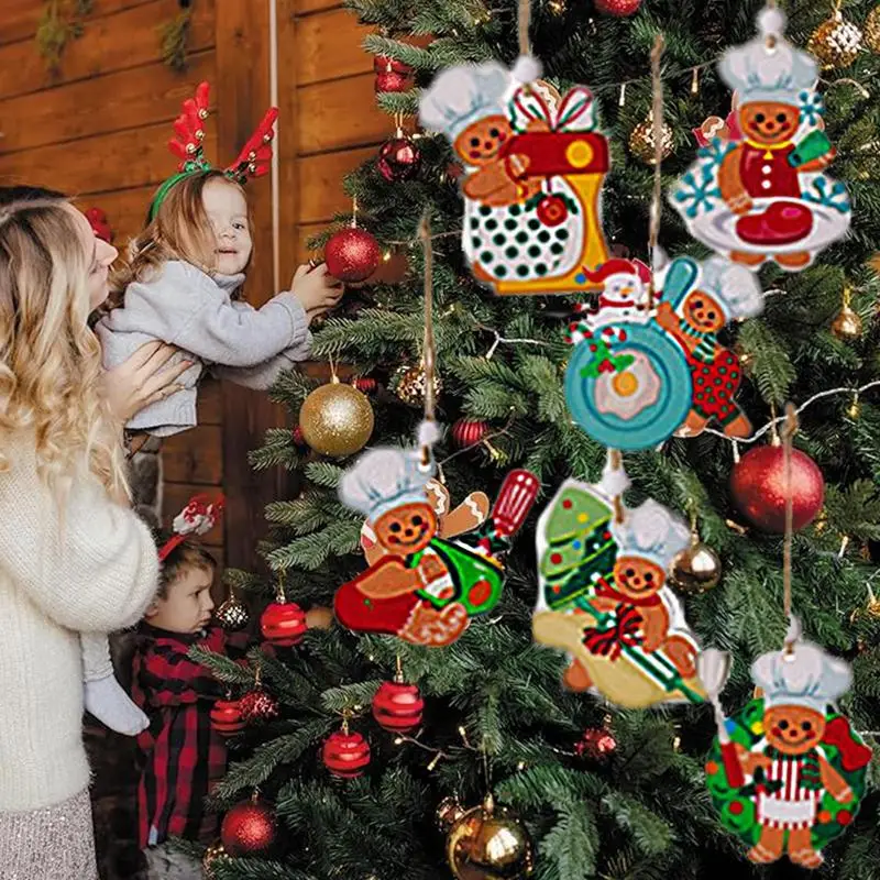 36 Stück Lebkuchenmann-Ornamente für Weihnachtsbaum, Holz, Lebkuchenfiguren, Ornamente, Weihnachtsbaum-Hängedekorationen