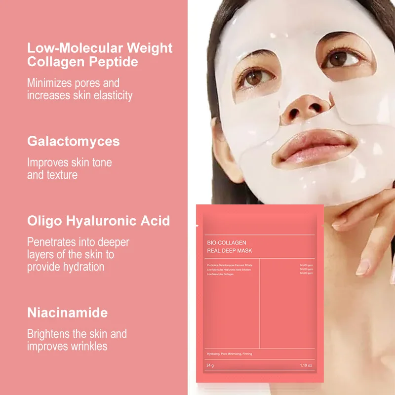 1-10Pcs Bio Collagen Face Mask Shrink Pores Deep Hydrating Overnight Mask Moisturizing Refreshing Brightening Face Skin Care