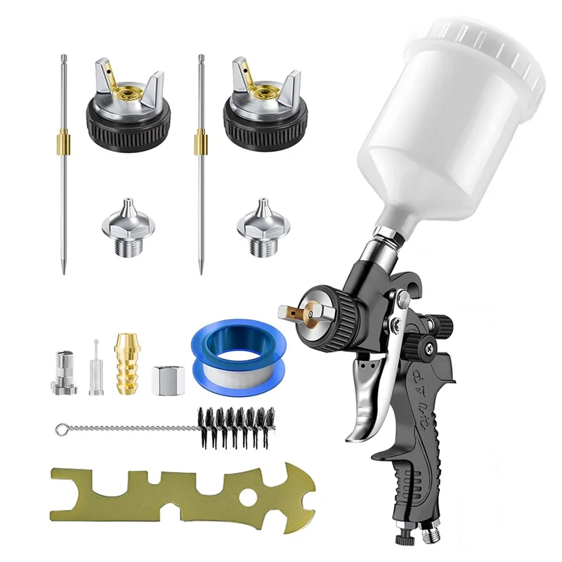 ABRS-HVLP エアスプレーガン 1.7/2.0 mm ノズル付き、ミニ自動車エアペイントスプレーガンキット、カーペイントガンスプレー