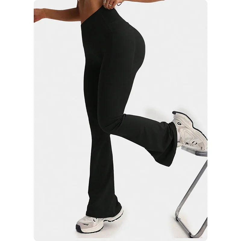 Women's High Waist Hips-lifting Yoga Pants Comfortable and Stylish Flared Leggings Slim Elasticity Running Fitness Workout Pants