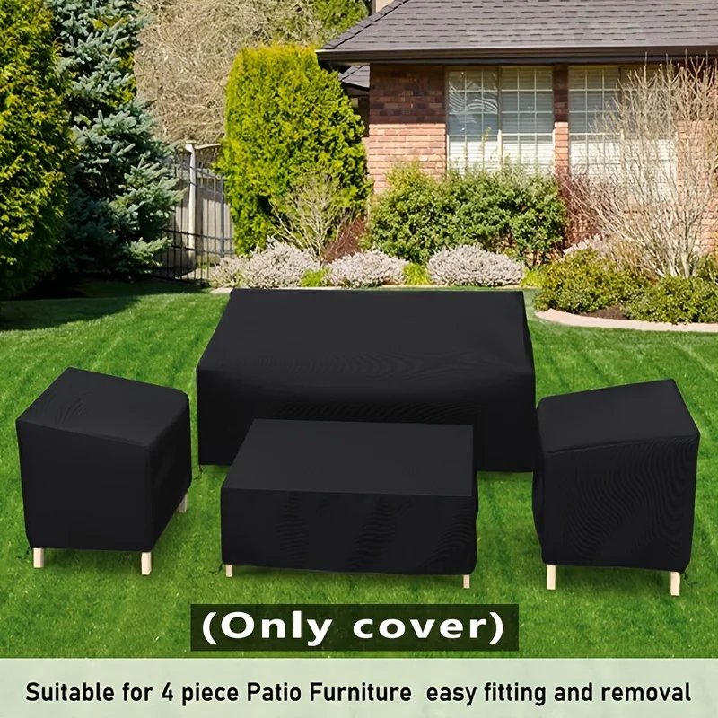 

4-piece Outdoor Furniture Set Kit 210D Material 1 Sofa Cover 2 Chair Cover Terrace Balcony Coffee Table Cover