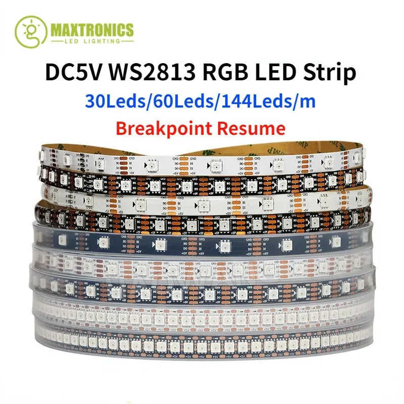 DC5V/12V WS2813 WS2815 RGB Led Strip SMD5050 Smart Individually Addressable Dual Signal 30/60/144Led/m IP30 IP65 IP67 Tape Light