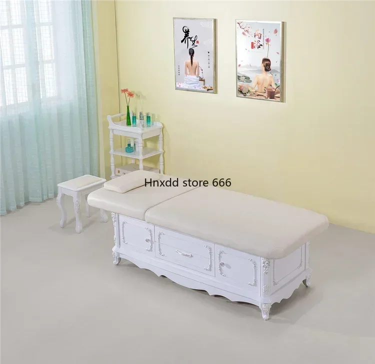 Electric Lifting Solid Wood Facial Bed Wooden Tattoo Body Massage Belt Hole Massage Bed