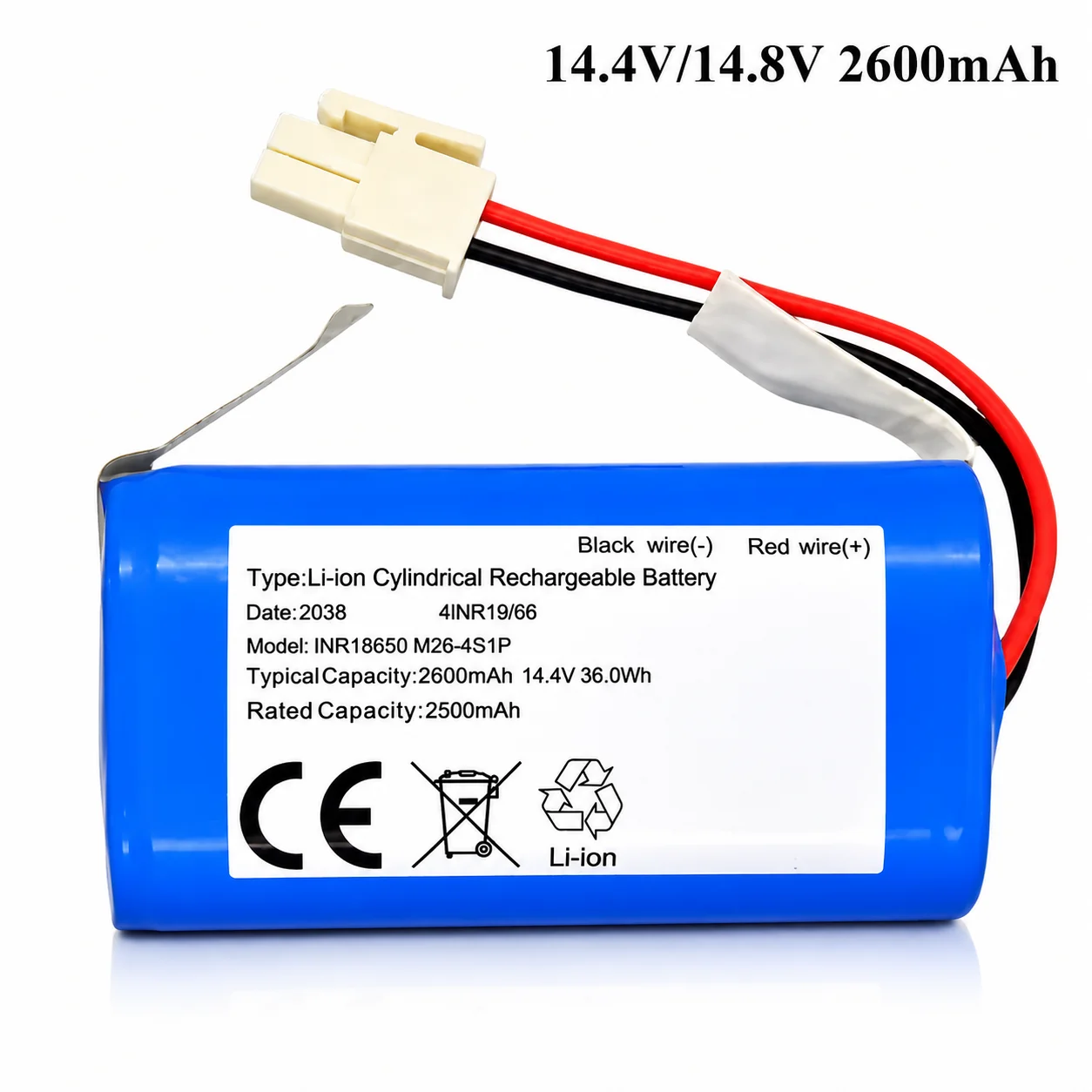 14.4v/14.8V 2600mah Lithium Battery Compatible with ILIFE A4 A4s V7 A6 A9 V7s Plus Robot Vacuum Cleaner 18650-4S1P Batteria