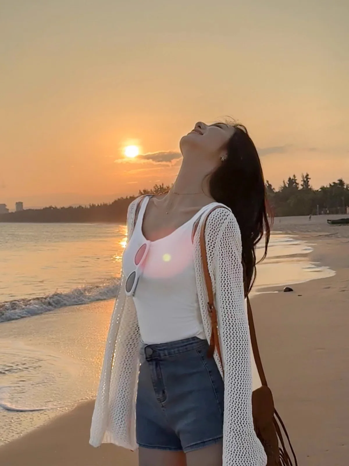 Women's Hollow Out Sun Protection Knit Cardigan, Thin Summer Outerwear Tie Top, Mid-Length Air-Conditioning Shirt Ice Silk