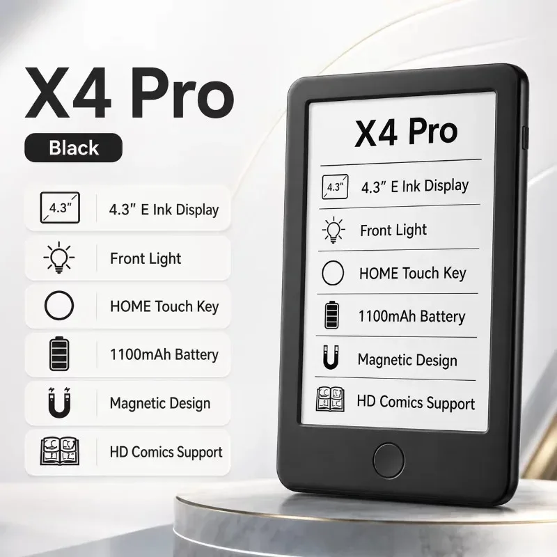 X3 X4 X4 Pro Ultrathin Magnetic Book Reader 4.3 Inch 16GB Lightweight Portable Reading Device for Daily Study Reading Scenarios