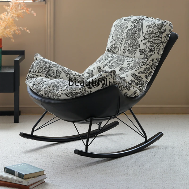 

Modern Minimalist Rocking Chair Lazy Household Balcony Retro Snail Recliner Leisure Chair Single Rocking Chair