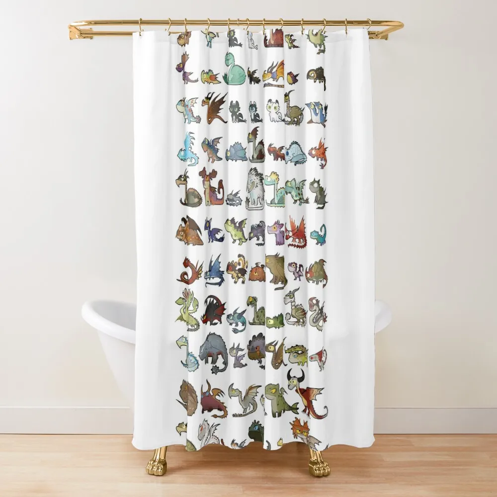 

Chibis of all httyd dragons Shower Curtain Anime Shower Waterproof Fabric Bathroom Bathroom And Shower Curtain