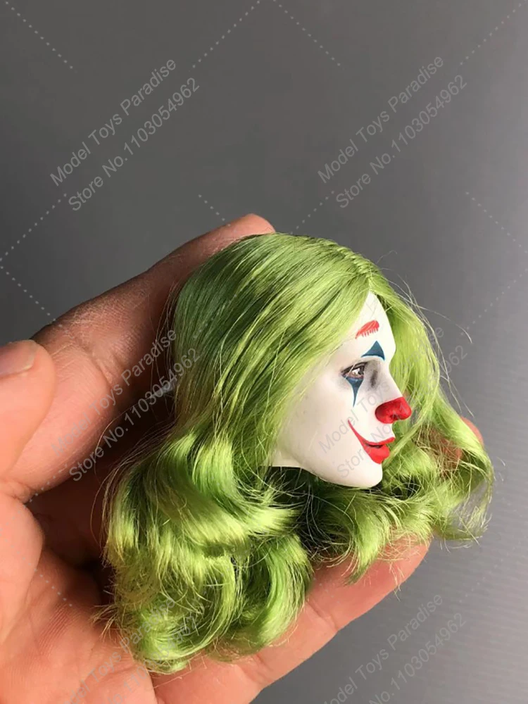 WOLFKING WK89022 1/6 Women Soldier Joker Head Carving Green Curly Hair Transplant Head Sculpt Fit 12inch Action Figure Body