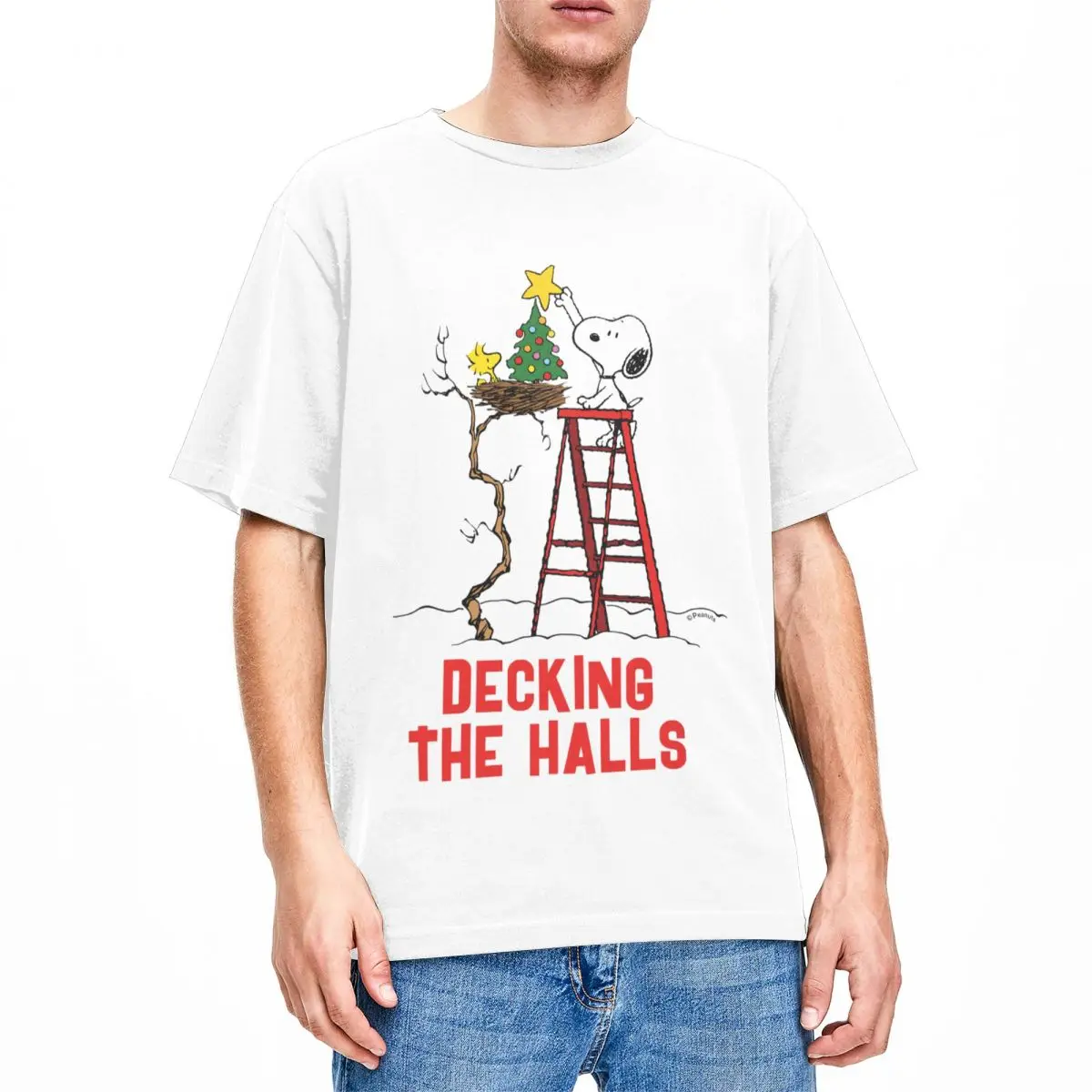 Men Women Peanuts Comic Snoopy Woodstock Christmas Tree T Shirts Accessories Joe Cool Cartoon 100% Cotton Tops  Tee Shirt