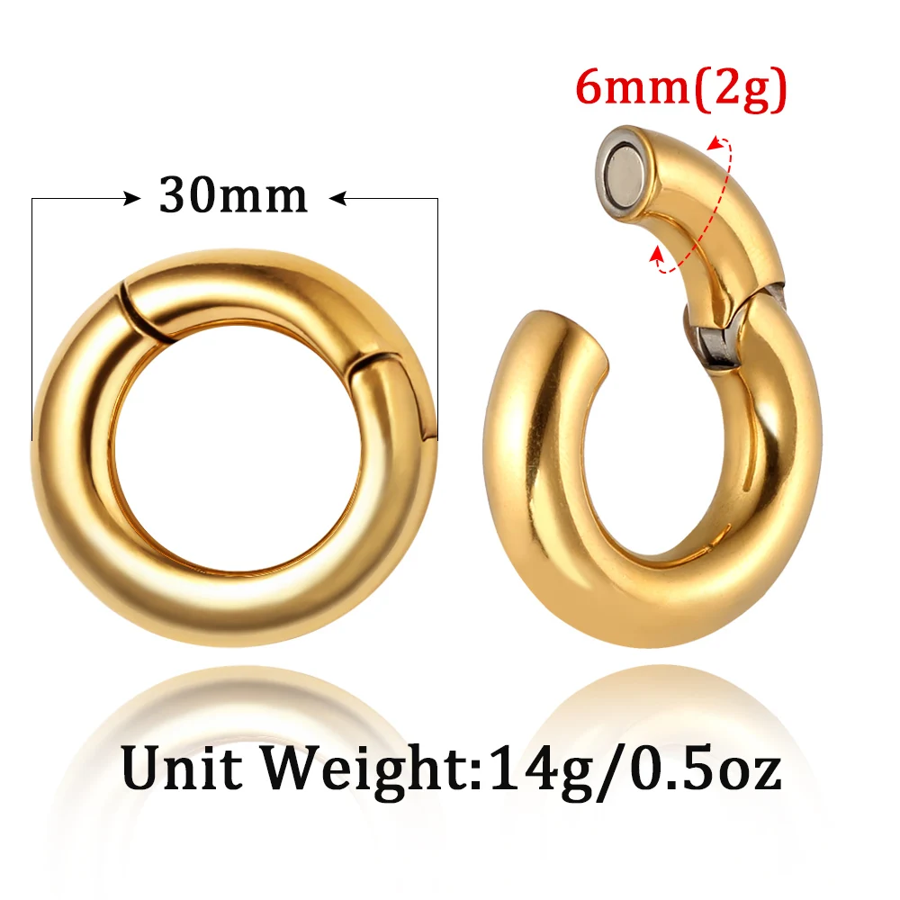 Giga 2Pcs Round 6mm 8mm Ear Weights Hanger Gauges Plugs Earlobe Expander Stainless Steel Magnetic Piercing Body Jewelry Casual