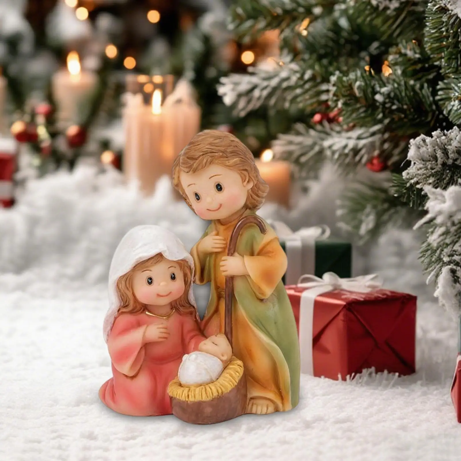 Holy Family Statue Resin Christmas Birth Of Jesus Sculpture Nativity Scene Sculpture Decor For Bookcase Window Sill Bookshelf
