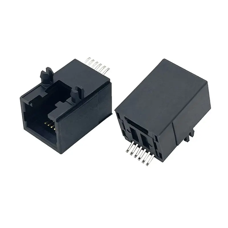 

12PCS All plastic patch RJ12 interface with plastic foot fixed column 5321 network port socket 90 degrees 6P6C horizontal SMT ch