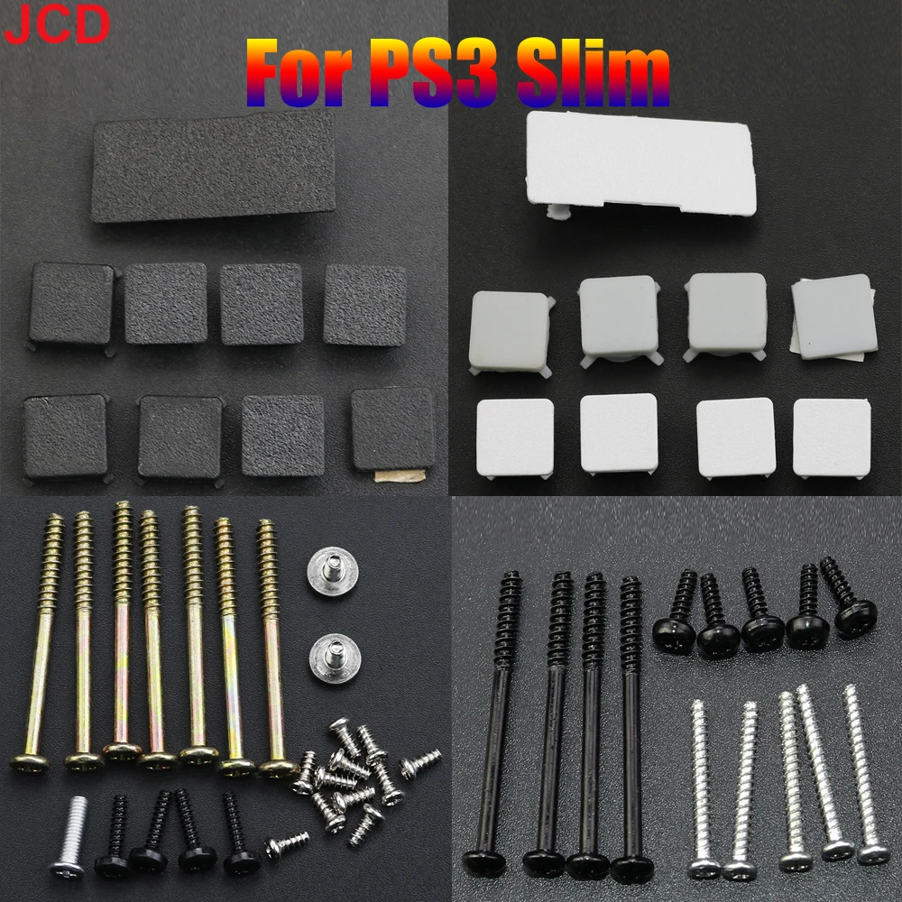 

JCD Full Set Plastic For PS2 PS3 Slim 2000 3000 4000 70000 Console Screws Screw Rubber Feet Cover Set Screws Kit Repair Parts