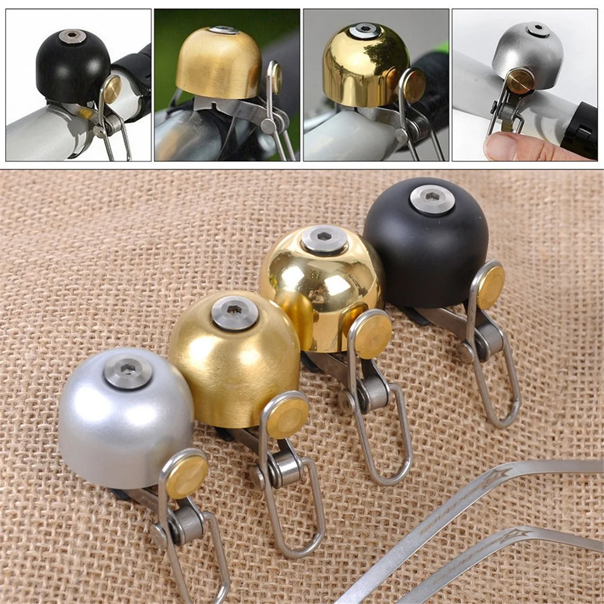 A71P Classic Bicycle Bell,Suitable for Road Mountain Bike Handlebars,Bell That Makes A Loud Sound,for Adults Gold