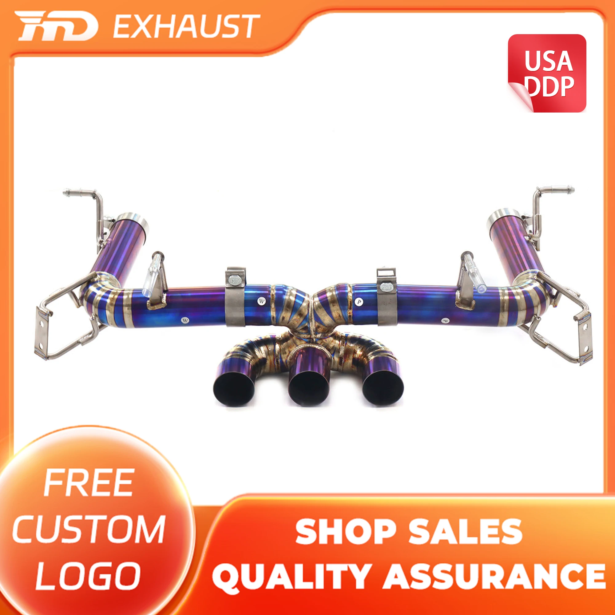 

HMD Exclusive Customization Titanium Alloy Straight Catback Exhaust for Ferrari 458 Triple Outlet X-Pipe Design Auto Parts