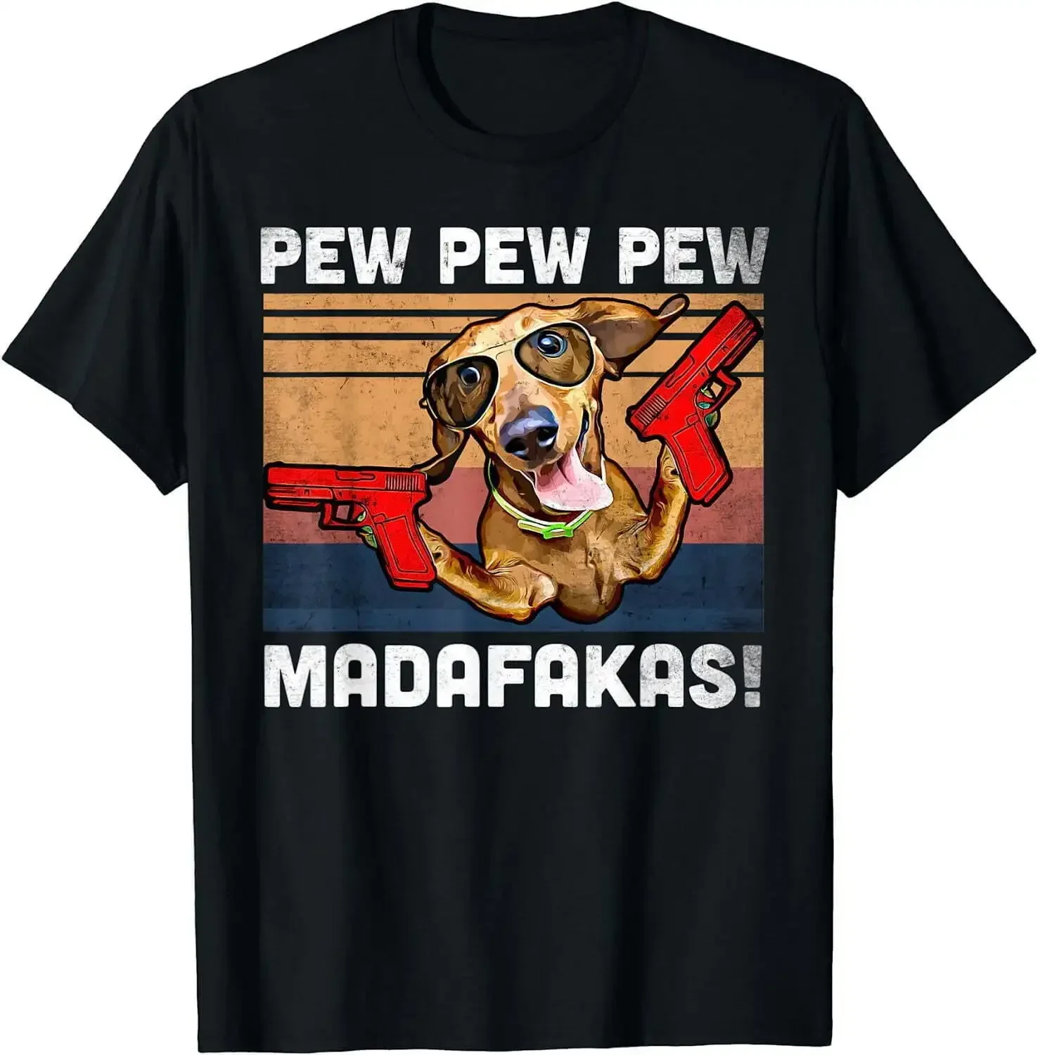 Dachshund Pew Pew Madafakas - Vintage Weiner Dog Pew T-Shirt Women Clothing Graphic T Shirts Aesthetic Clothes Fashion Harajuku