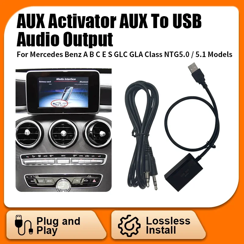 Aux to USB Adapter for 7 inch Mercedes Benz NTG 5.0 5.1 AUX Retrofit Cable for W204 W207 W212 W218 X164 GLK CLS E Class