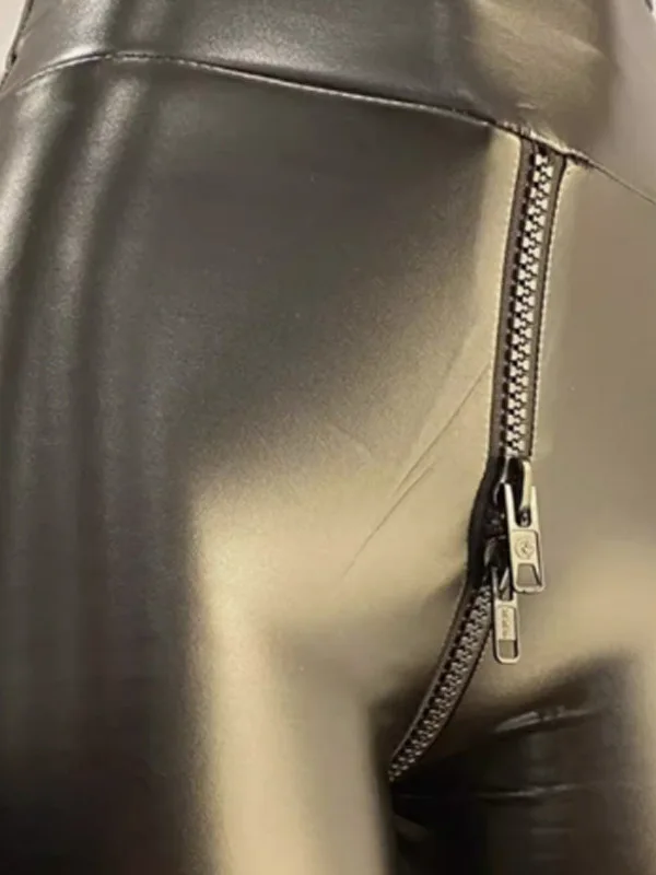 

Сексуальные облегающие леггинсы с открытой молнией и высокой талией, длинные брюки, модные базовые брюки, повседневная одежда, неэластичная ткань