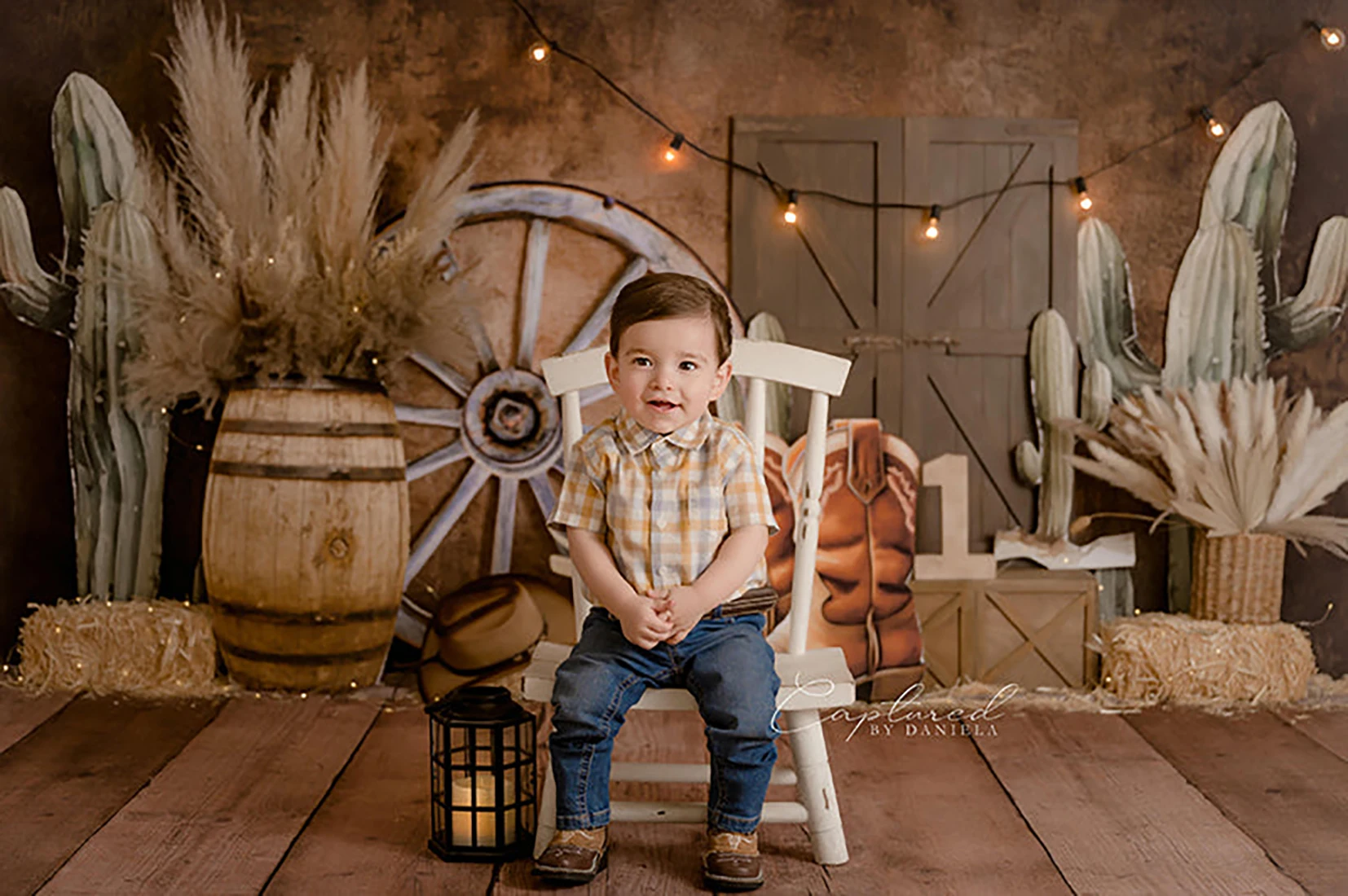 Yellowstone Cowboy Background Cake Smash Kids Adult Photography Props Child Baby Decors Wooden Cabin Straw Stacks Photo Backdrop