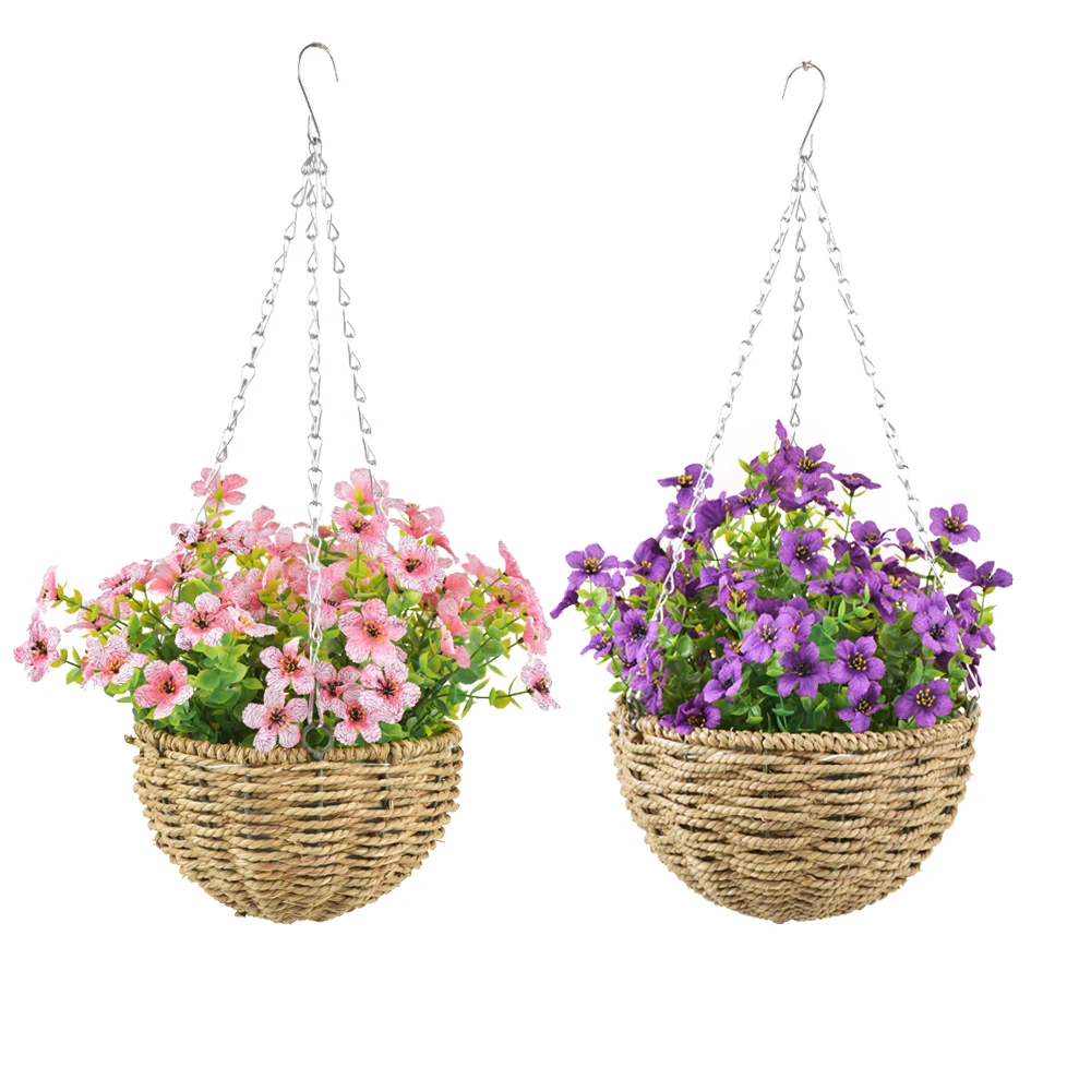 Garden Hanging  Plant Wall Hanging Wicker Rattam Holder Plantable Plants