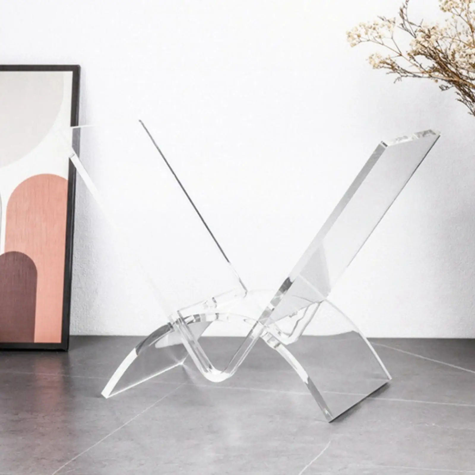 Magazine Display Rack Clear Acrylic Cookbook Holder for Tabletop Tablet Home