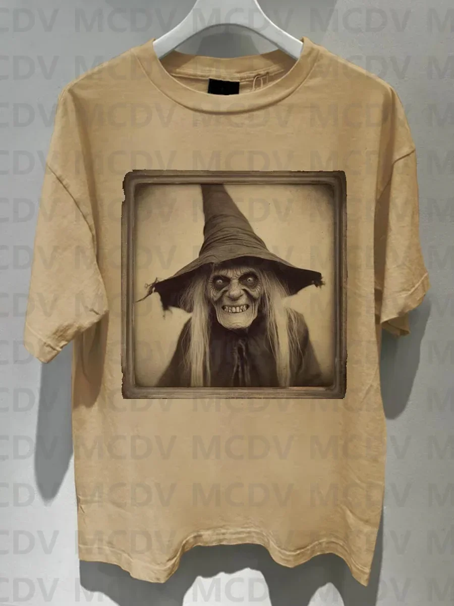 Unisex Witch Dark Horror Gothic Halloween Art Print T-shirt Summer Tops