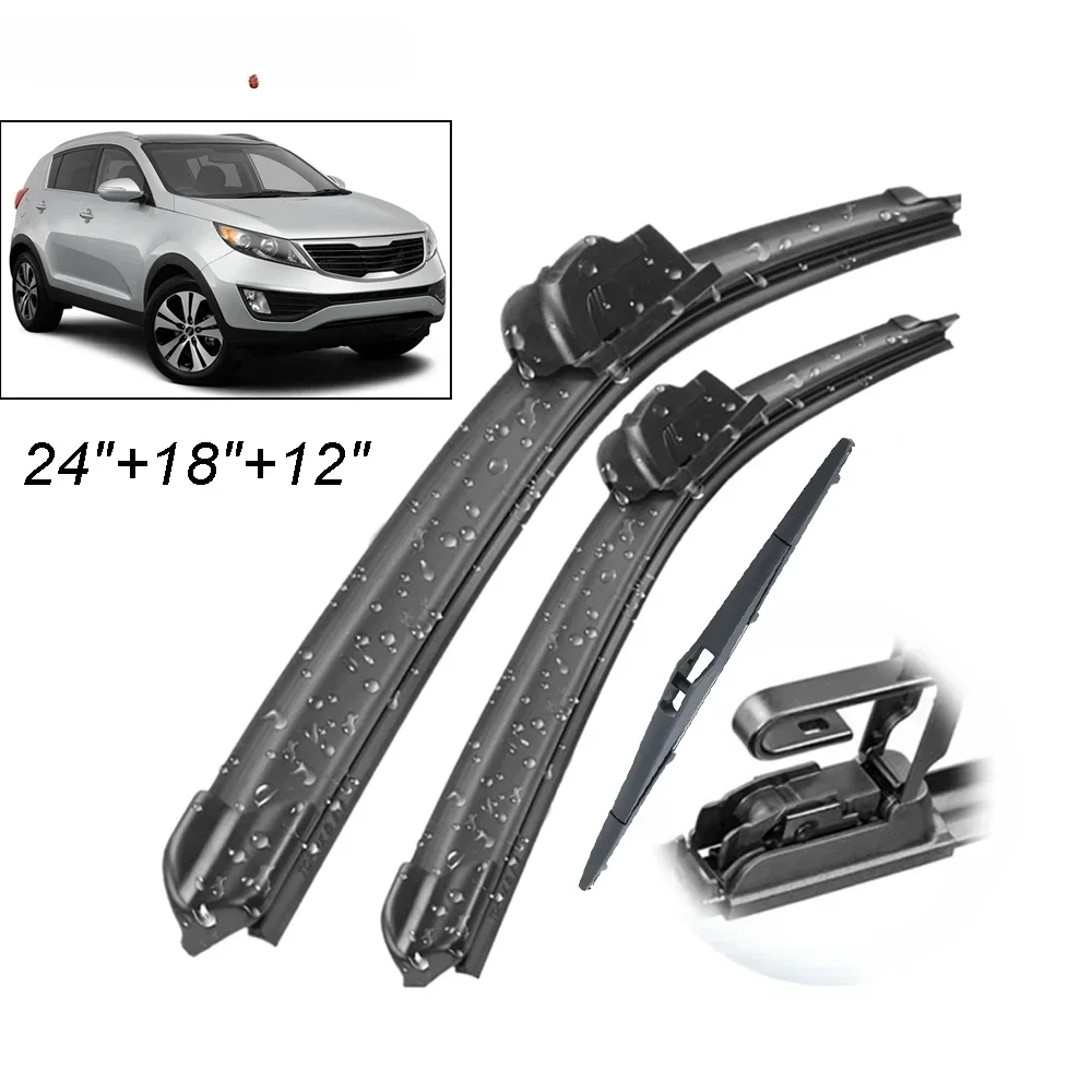 Car Wiper Front & Rear Wiper Blades Set Kit For KIA Sportage SL 2010 - 2015 Windshield Windscreen Window Brushes 24