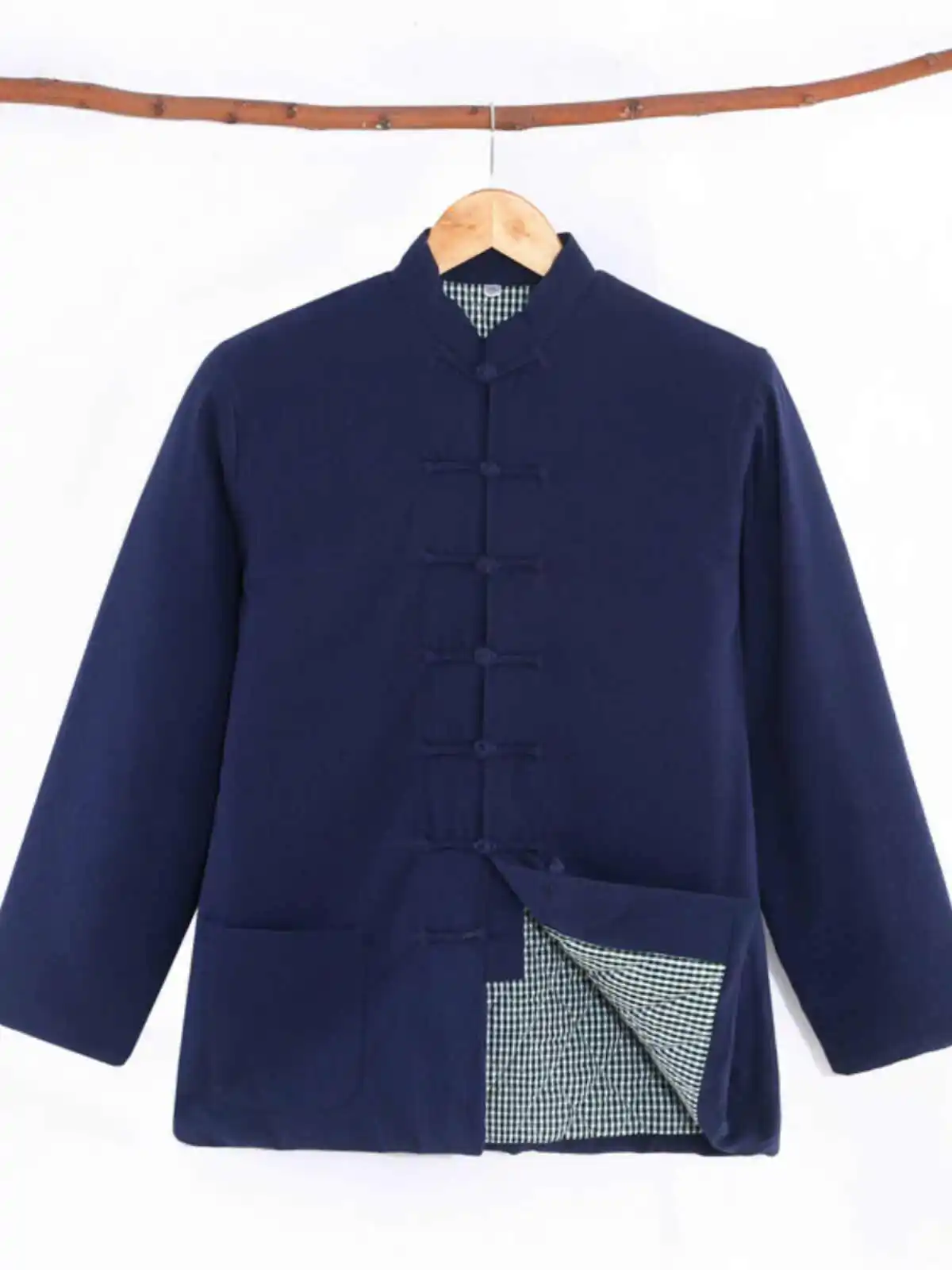 Men Chinese Traditional Kung Fu Tai Chi Winter Coat Tang Suit Uniform Jacket Clothing Long Sleeve Blouse Seven Button Up Hanfu