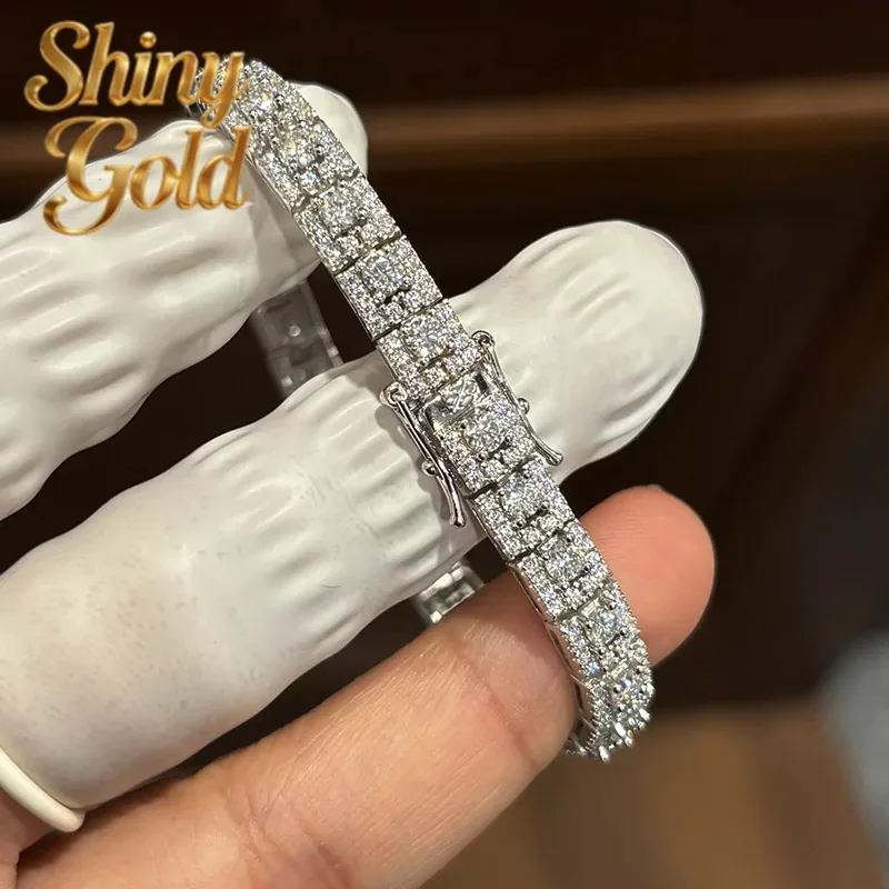 

ShinyGold Luxury Solid Platinum PT950 Women's Deluxe Moissanite Diamond Bracelet Women's Full Diamond Bracelet