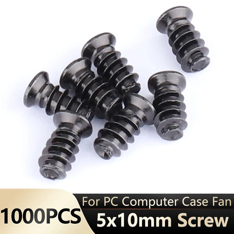 1000pcs New Black 5x10mm Screw Small Screws For PC Computer Case Fan Screw Fastener