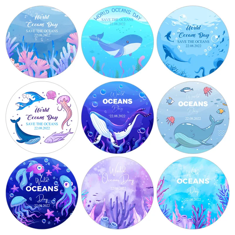 

Custom Cartoon Shark Under Sea Animals Ocean Theme Stickers Kids Birthday Baby Shower Gifts Labels DIY Party Decoration Supplie