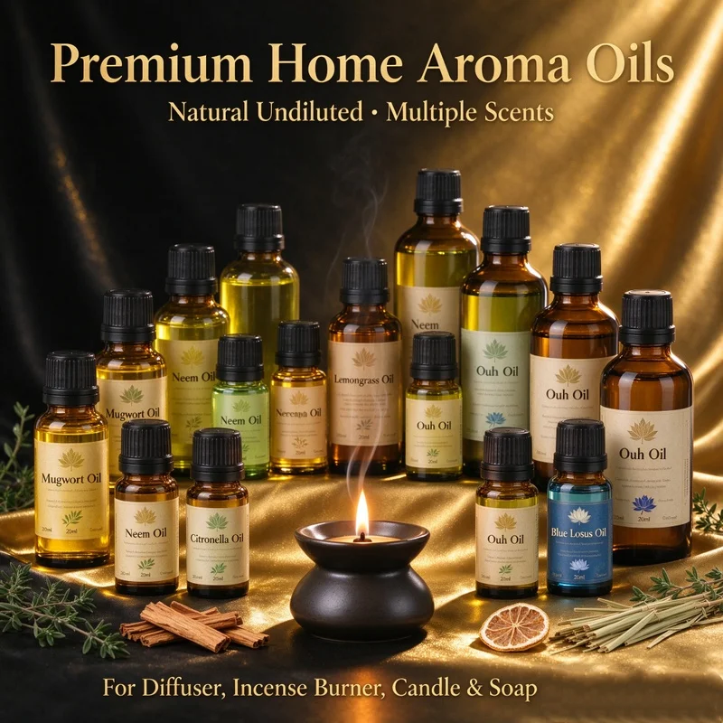 Natural Undiluted Fragrance Oil Mugwort Neem Citronella Lemongrass Oud Blue Lotus Aroma for Diffuser Incense Candle Soap Making