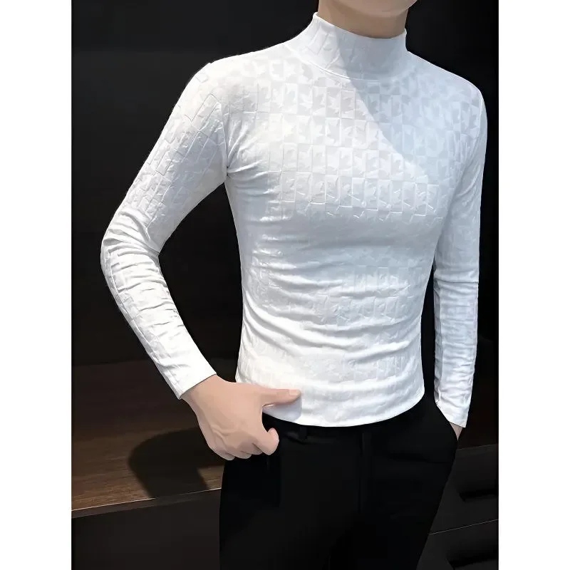 Half Turtleneck Long-sleeved T-shirt Men's New Spring and Autumn Trendy Inner Layering Shirt