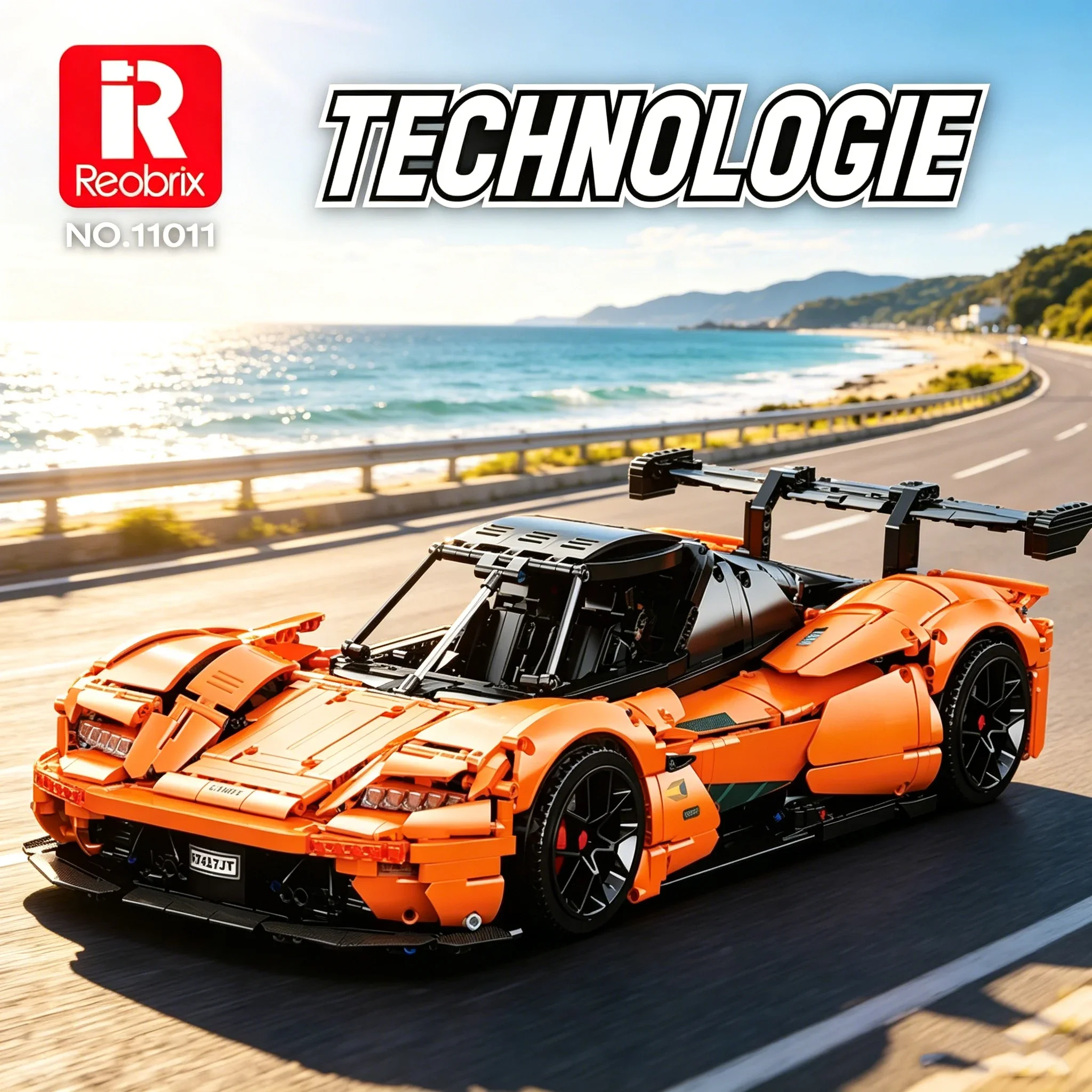 

2812PCS Orange Black Supercar Building Blocks 1:8 Scale Car Model Bricks Desktop Ornament Adult Fans Collectible Toy Idea Gifts