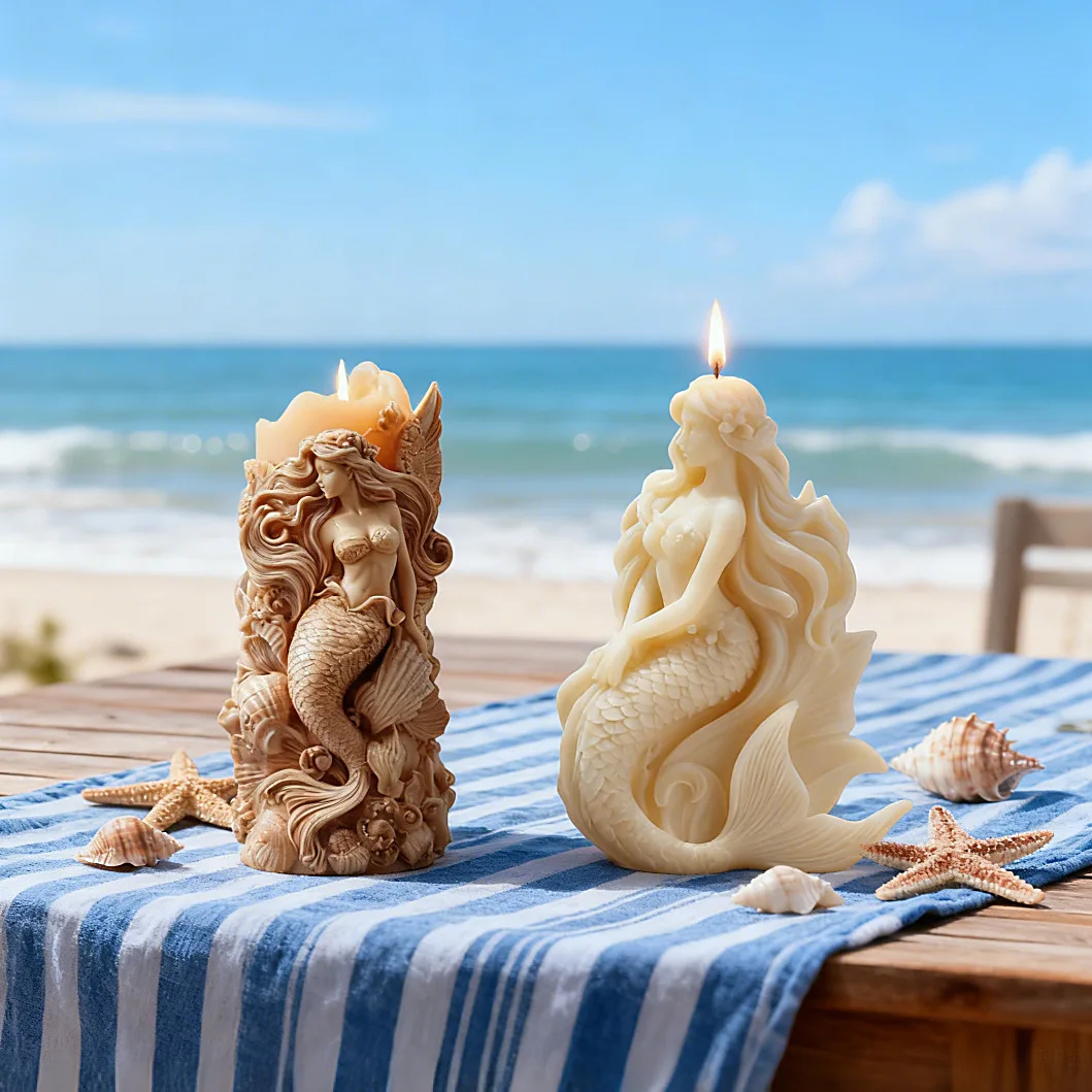Creative Ocean Mold Diy Candle Mold Mermaid Silicone Mold Silicone for Gift Making Home Decoration Candle Making Crafts