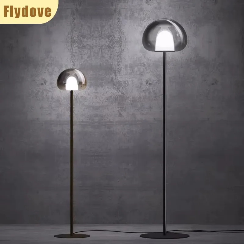 Minimalist ควันสีเทาแก้วเหล็กโคมไฟชั้น LED ห้องนั่งเล่นตกแต่งห้องนอนแนวตั้งโคมไฟข้างเตียง SINGLE HEAD