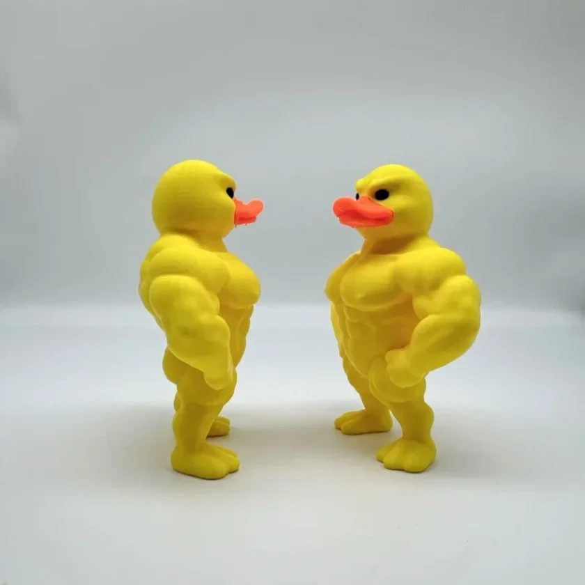 5PCS Muscular Duck Statue, 3D Print Cute Funny Desktop Decoration, Creative Holiday Gift for Friends & Family