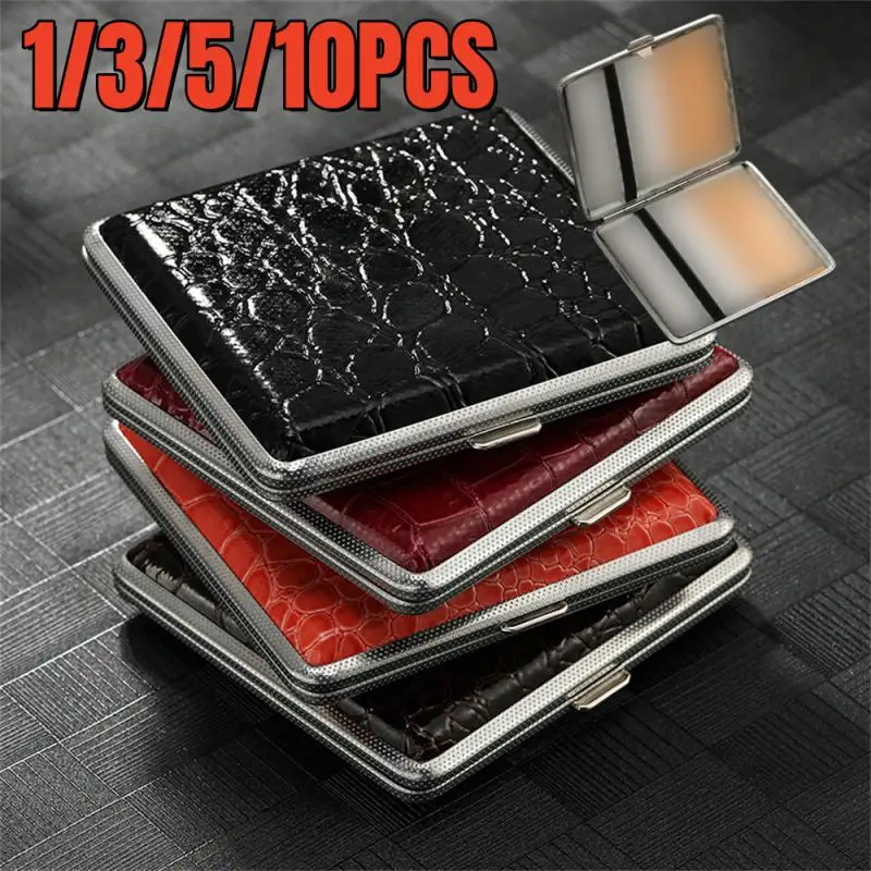 Unique Retro PU Leather Cigarette Case Portable Pocket Cigaret Pack 20 Thin Cigarette Boxes Women Gift Does Not Contain Gas