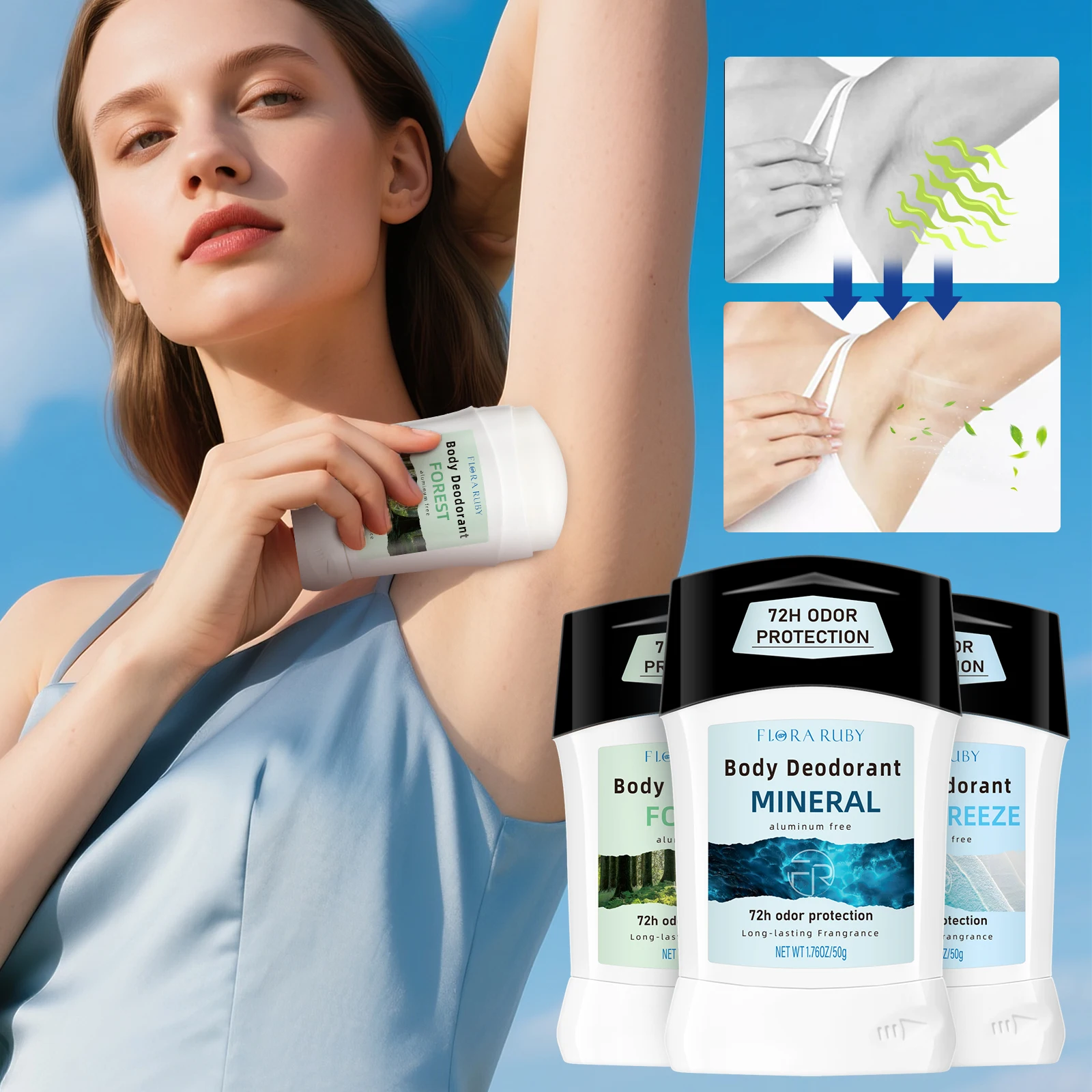 

3Pcs/Set Body Underarm Odor Removal Cream Deep Penetration Underarm Deodorant Cream Easy to Absorb Perfume Men Women Skin Care