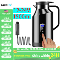 1500ml Car Electric Heating Cup 12V 24V Universal Large Capacity Insulated Multi Functional Boiling Kettle Hot Water Bottle