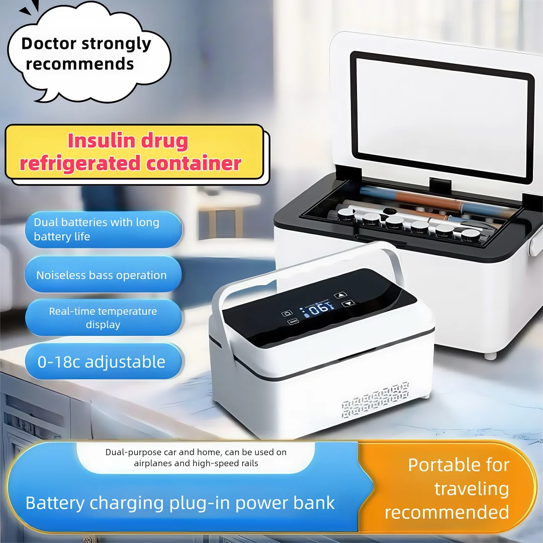 Insulin medicine refrigerator, vehicle mounted thermostatic refrigerator, suitable for diabetes patients with blood glucose mete